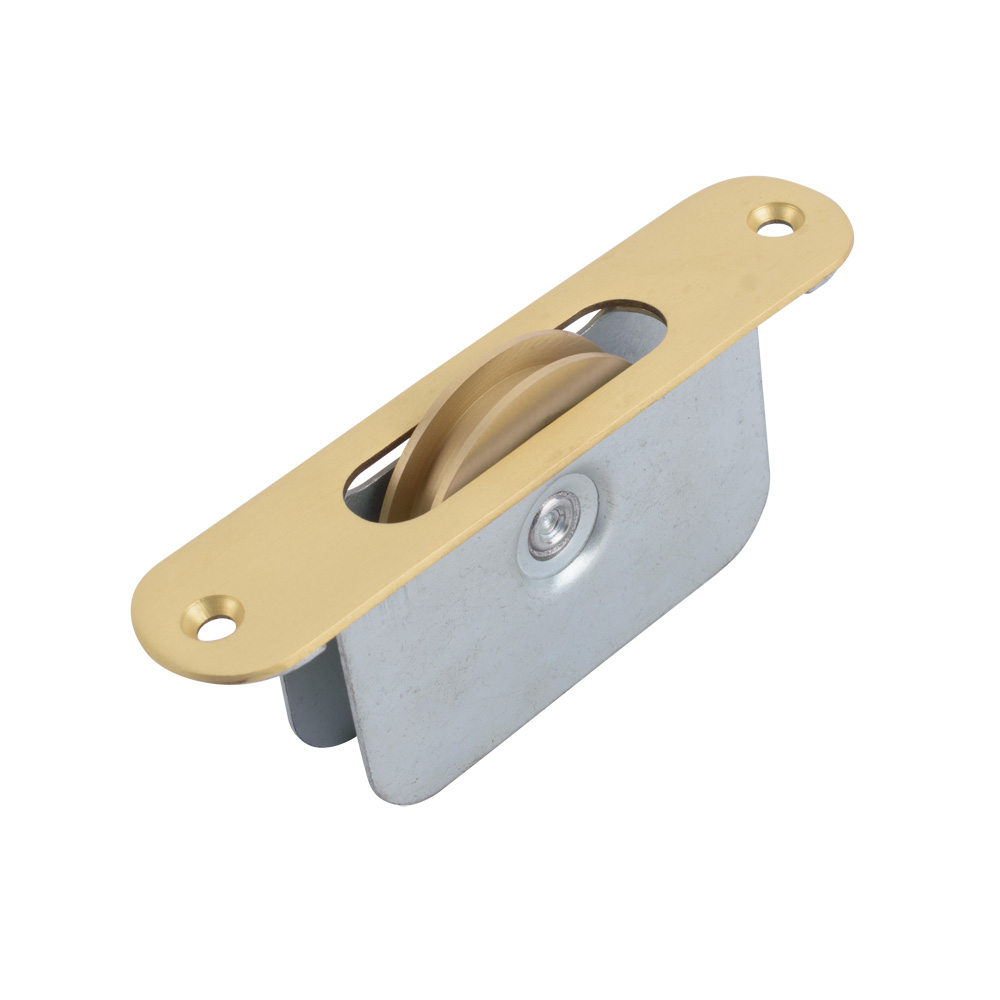 Sash Heritage 2 Inch Ball Bearing Brass Wheel Pulley with Radius Faceplate - Satin Brass